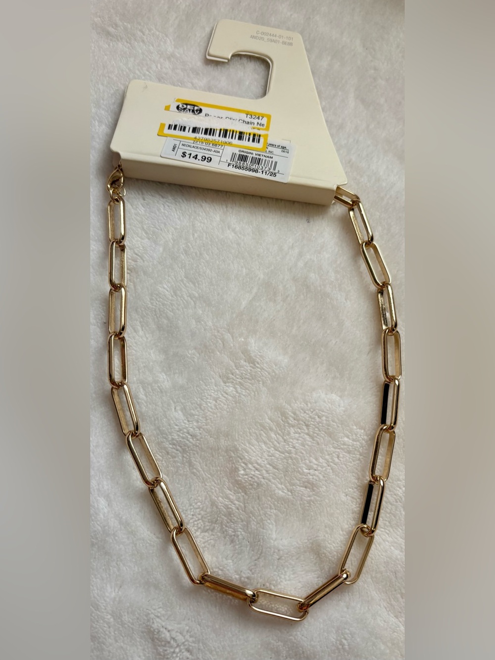 a new day Gold Rectangular Paperclip Link Necklace